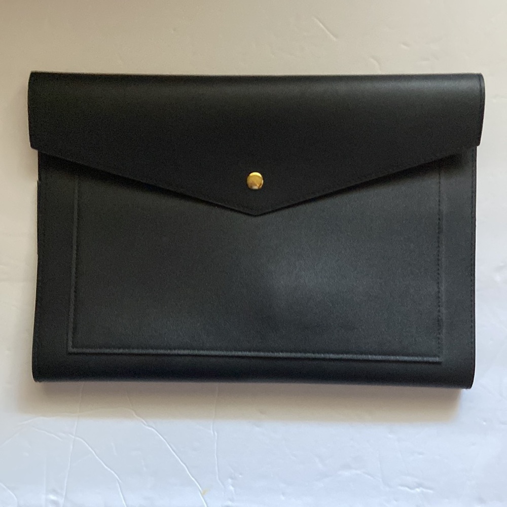 Glass Ladder Co Megan Portfolio Clutch Black Vegan Leather Office Classy